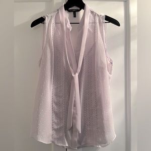 WHBM Sheer Clip-dot Sleeveless Blouse, Pale Lilac, Size 10